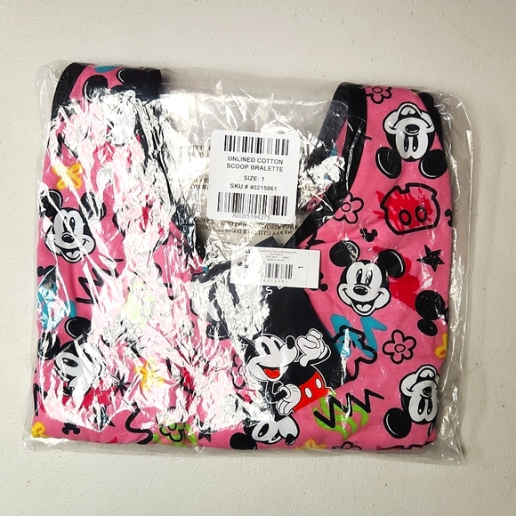 ❤️NWT VINTAGE TORRI DISNEY MICKEY MOUSE PRINT BRALETTE SCOOP SPORT BRA WIRELESS - Picture 3 of 14